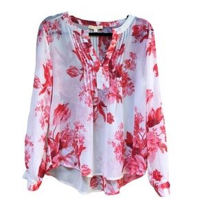 CREATIVE COMMUNE Sheer Floral Top Size M